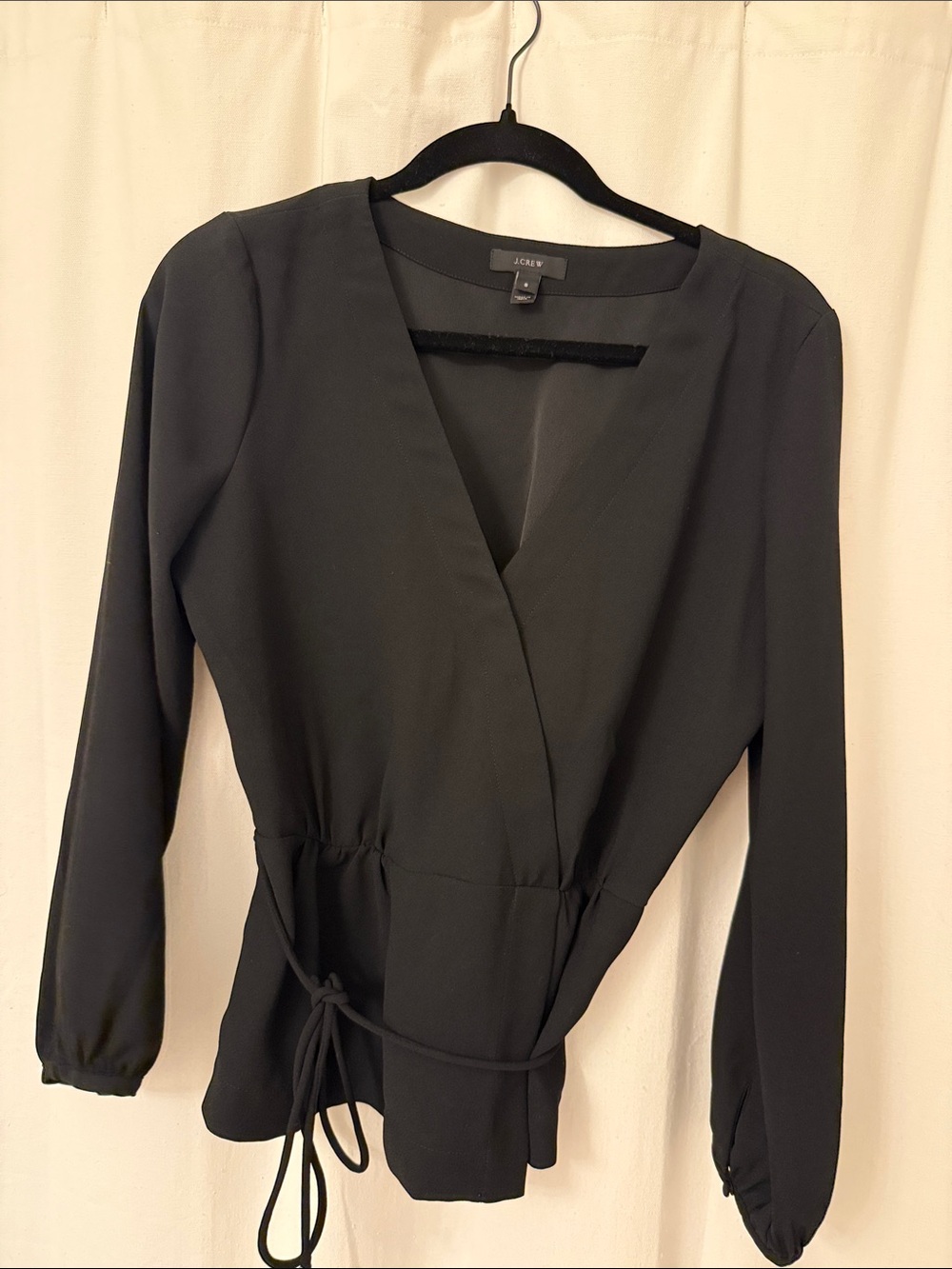 J. Crew Black Wrap-Style V-Neck Blouse